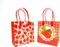 Tiny Mills Strawberry Party Favor Bags Treat Bags with Handles Candy Bags for Birthday Party ,12 Pack